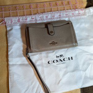 Tan Coach Wristlet